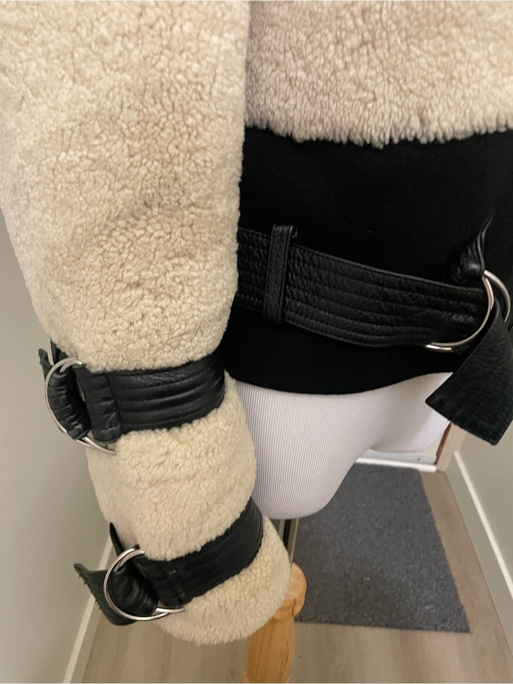 Gorgeous A.L.C. Cream and Black Faux Shearling Bomber Jacket - Picture 6 of 14